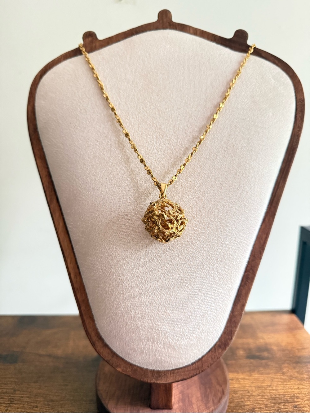 YSL Vintage Filigree Ball Pendant Necklace